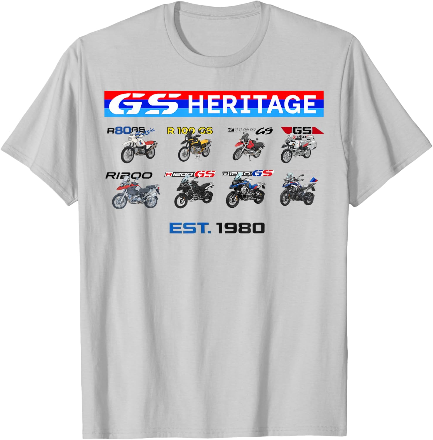 R80, R100, R1100, R1150, R1250, R1300 GS Motorcycle Heritage T-Shirt - T-Shirt | Ash