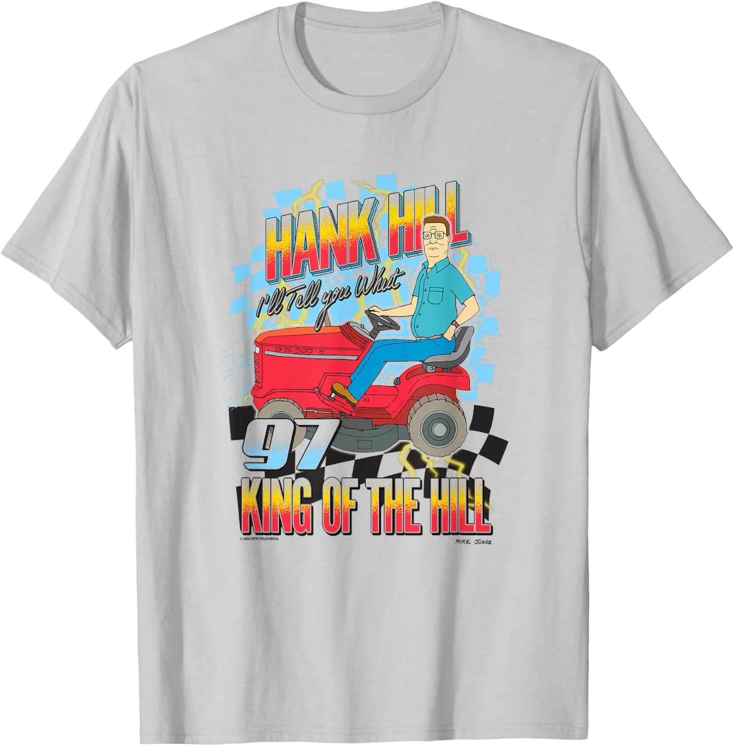 King of The Hill Hank Hill Lawnmower Racing Pro T-Shirt - T-Shirt | Ash