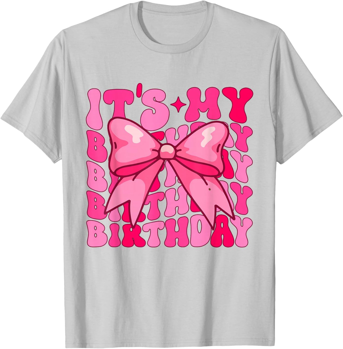 Groovy It's My Birthday Girls Women Teens Coquette Bow Bday T-Shirt - T-Shirt | Ash