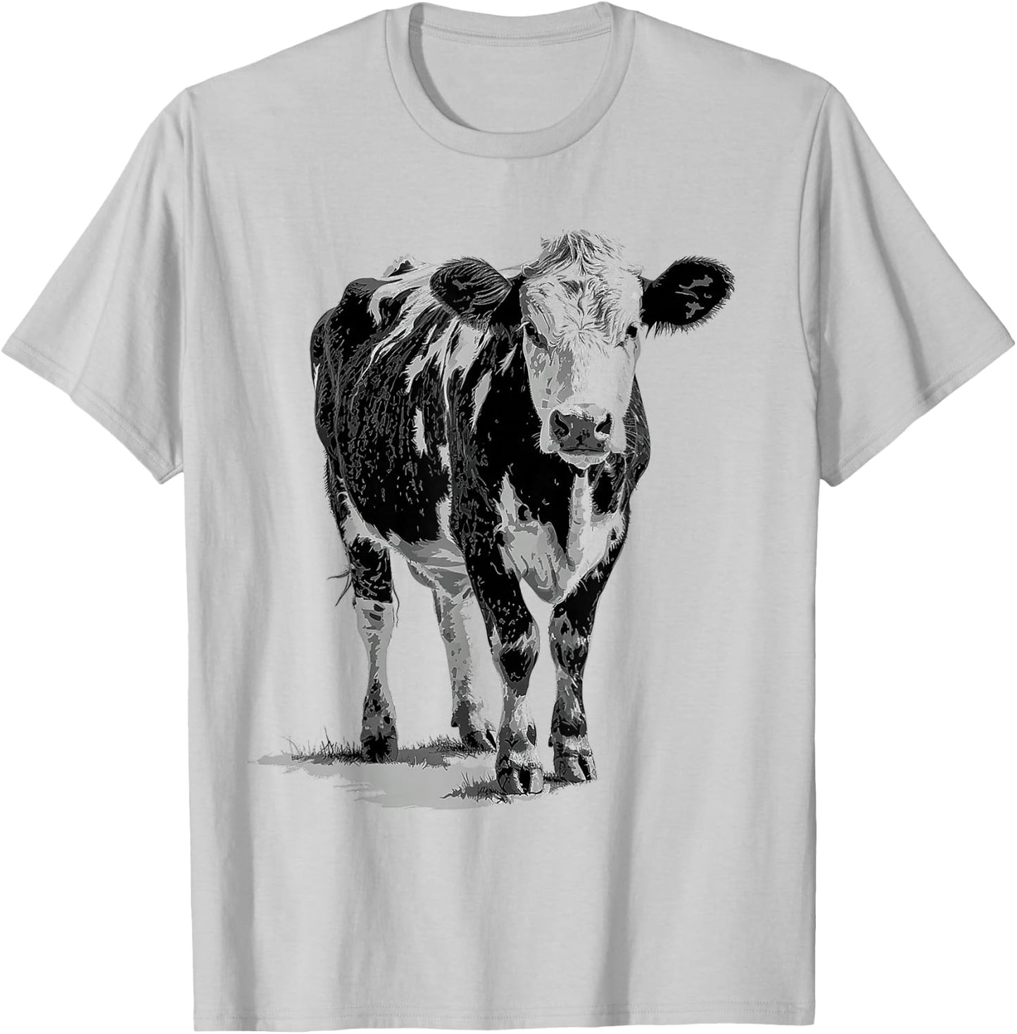 Cow Animal Print Motif Drawing Artwork Cow , White T-Shirt - T-Shirt | Ash