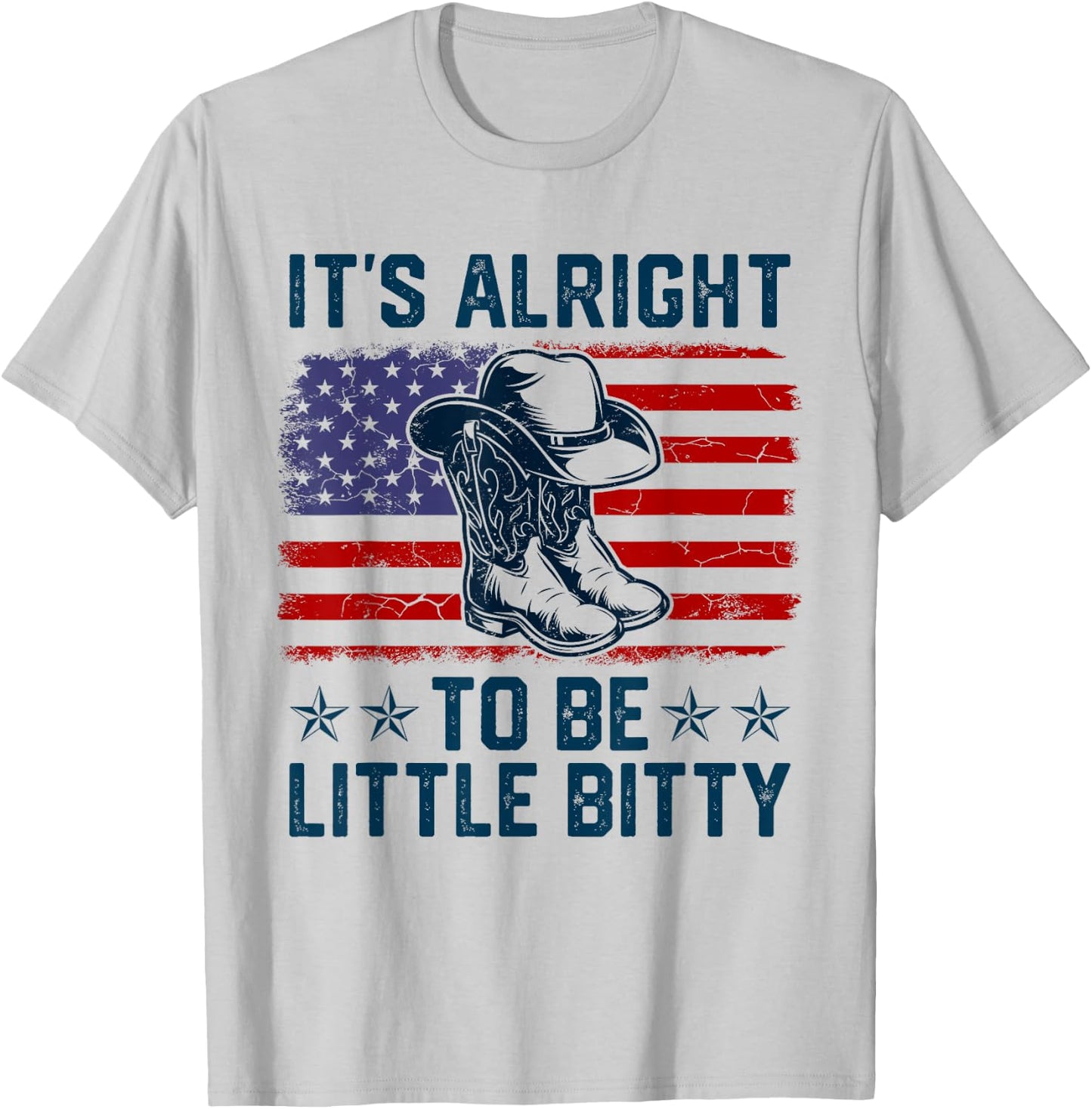 It’s Alright To Be Little Bitty Country Music Retro US Flag T-Shirt - T-Shirt | Ash