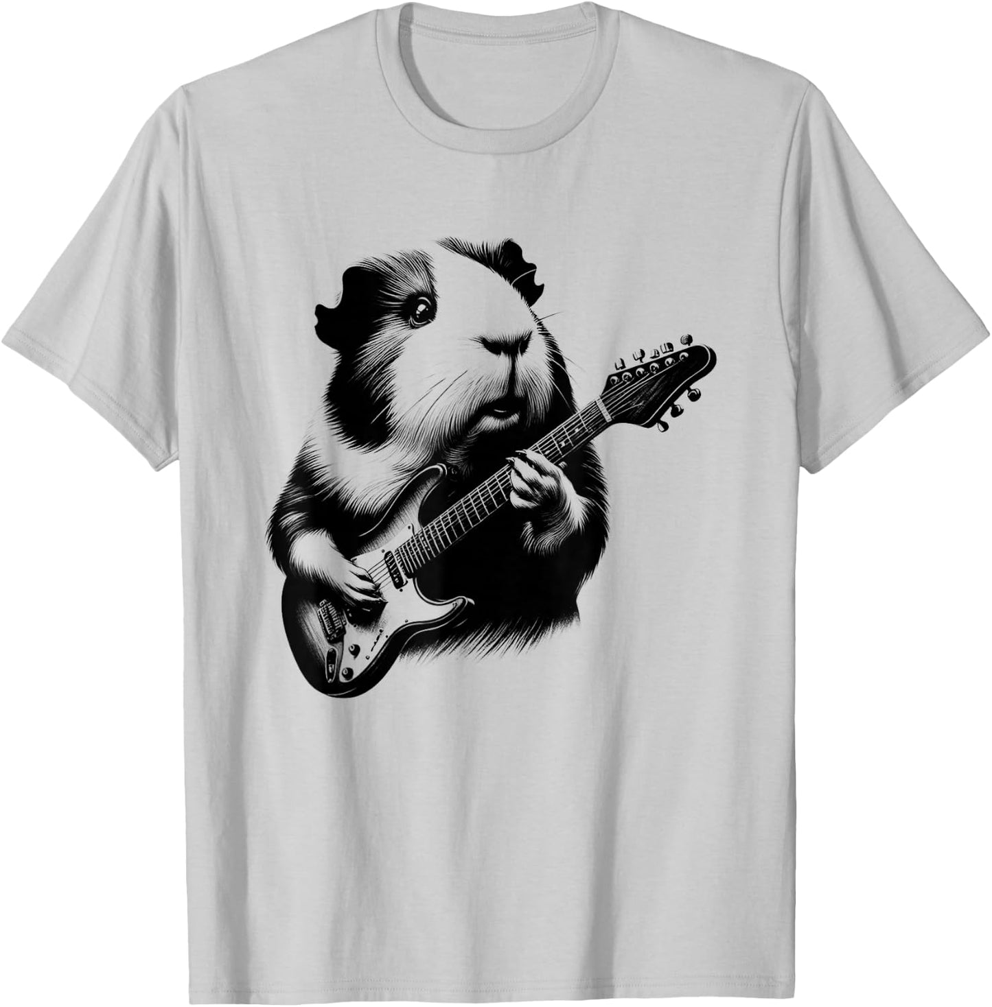 Guinea Pig Playing Electric Guitar Rock Star Guitarist T-Shirt - T-Shirt | Ash