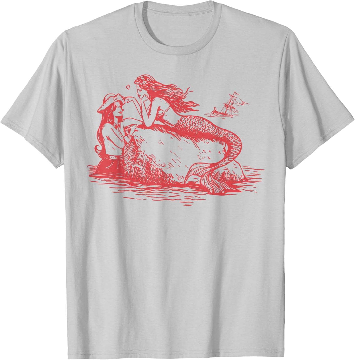 Sapphic Mermaid Lesbian Love Sapphic Subtle Fruity Month T-Shirt - T-Shirt | Ash