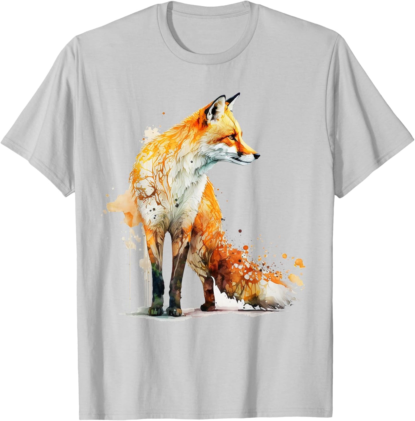 Fox Art Tierliebhaber Motiv Tierdruck Fuchs T-Shirt - T-Shirt | Ash