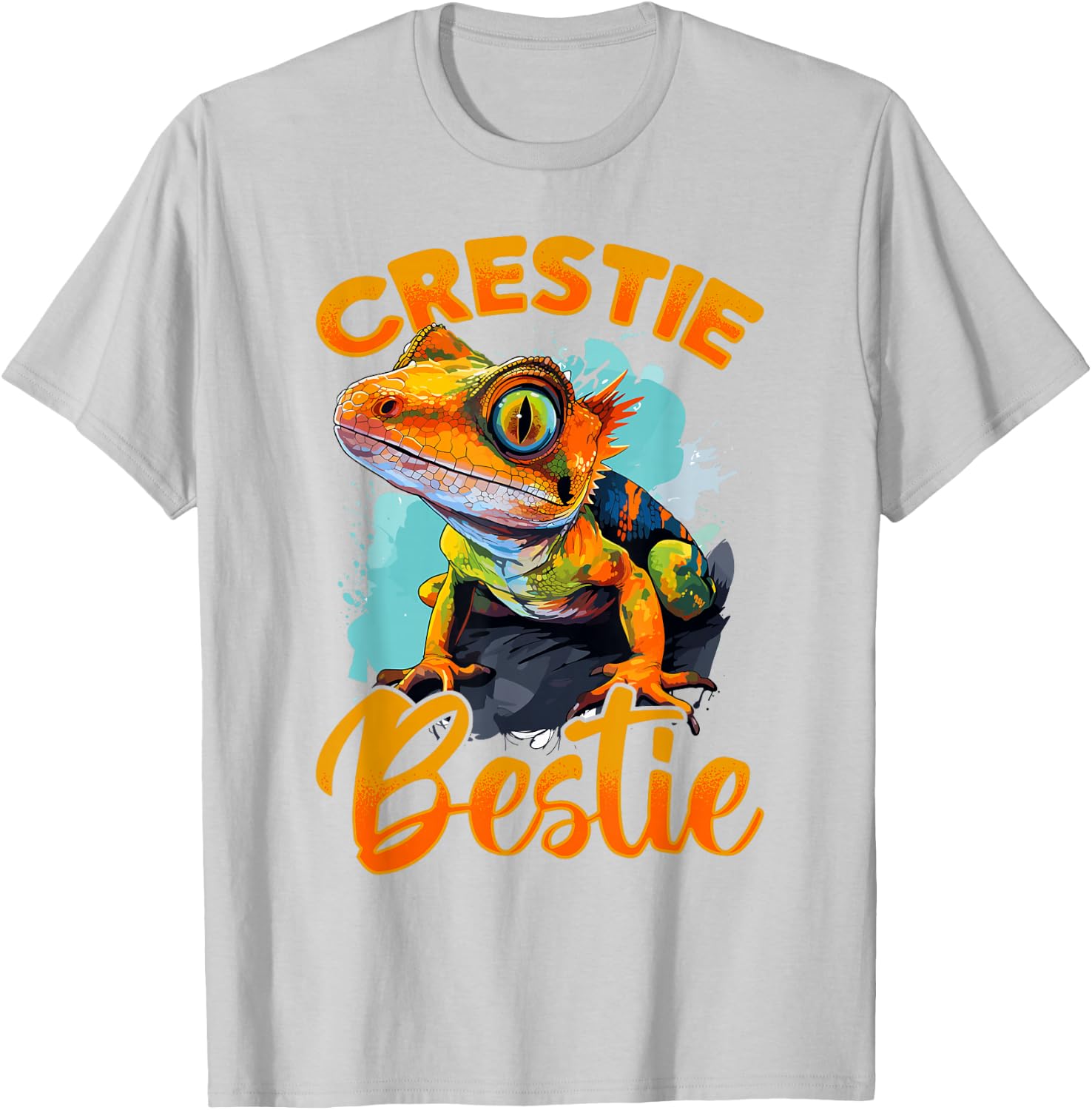 Crested Gecko Reptile - Crestie Bestie T-Shirt - T-Shirt | Ash