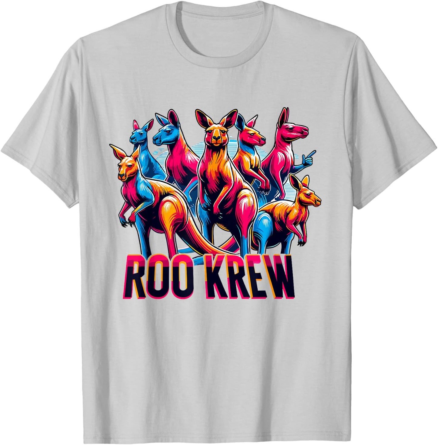 Roo Krew Funny Aussie Outback Kangaroo Humor T-Shirt - T-Shirt | Ash