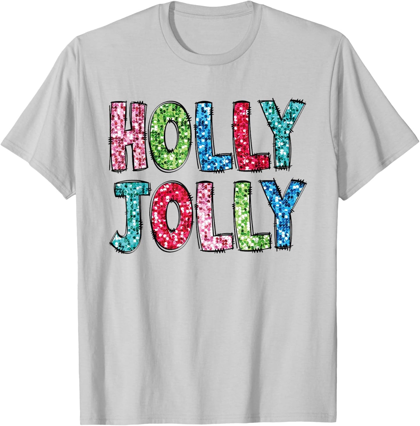 Holly Xmas Jolly Vibes Groovy Retro Hippie Christmas Pajamas T-Shirt - T-Shirt | Ash
