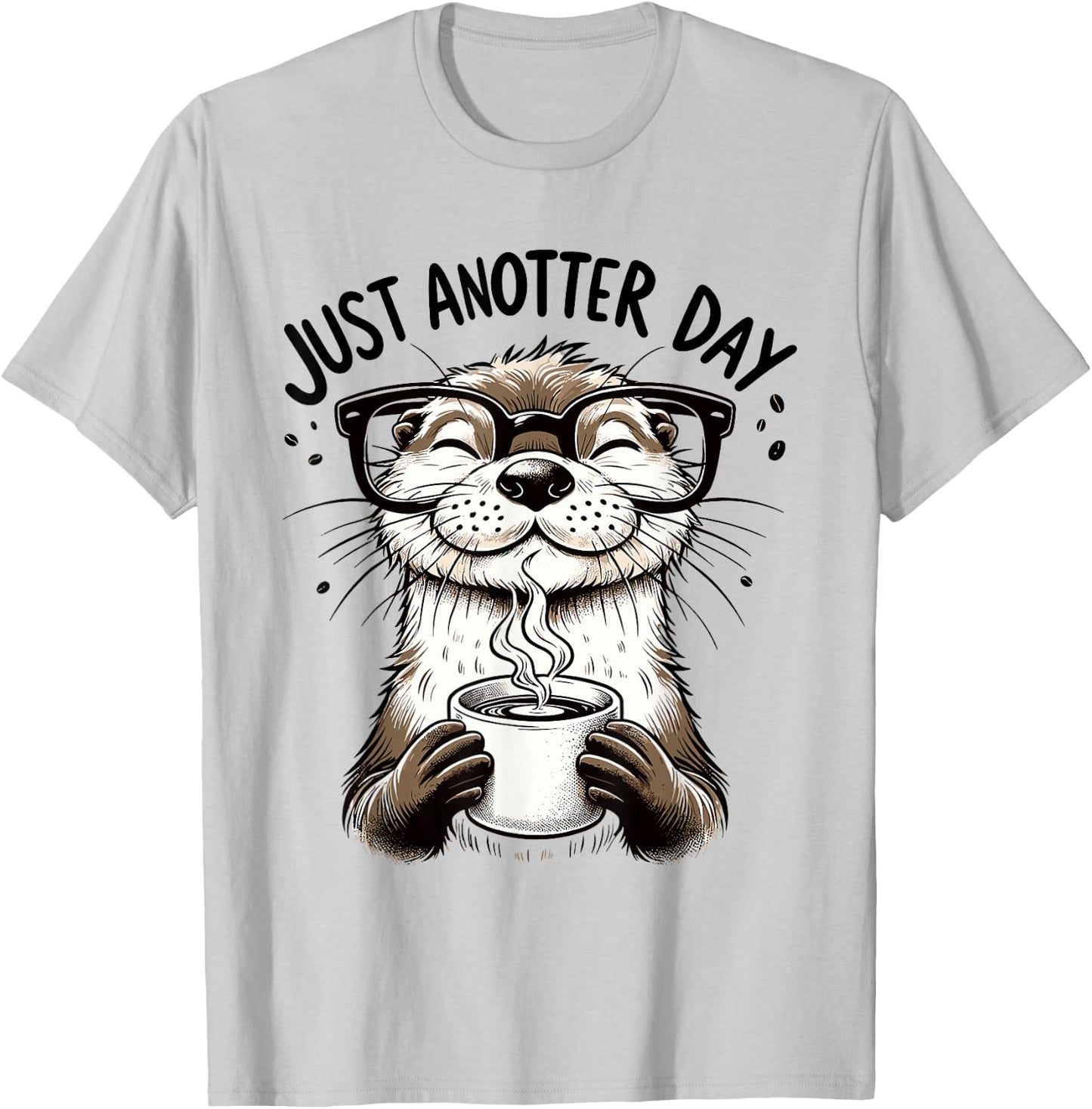Funny Coffee Lover Design with Otter for Office Baristas T-Shirt - T-Shirt | Ash