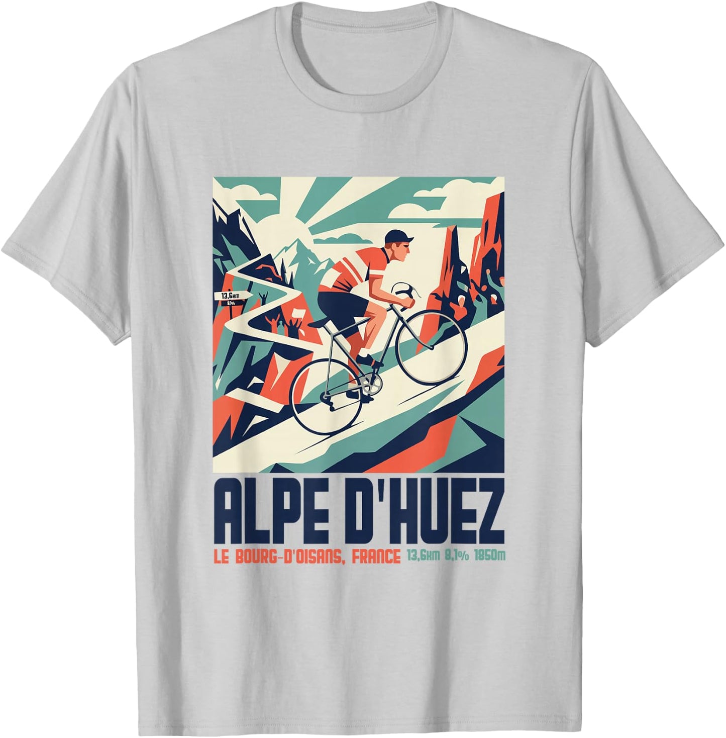 Alpe d'Huez Französische Alpen Frankreich Rennrad T-Shirt - T-Shirt | Ash