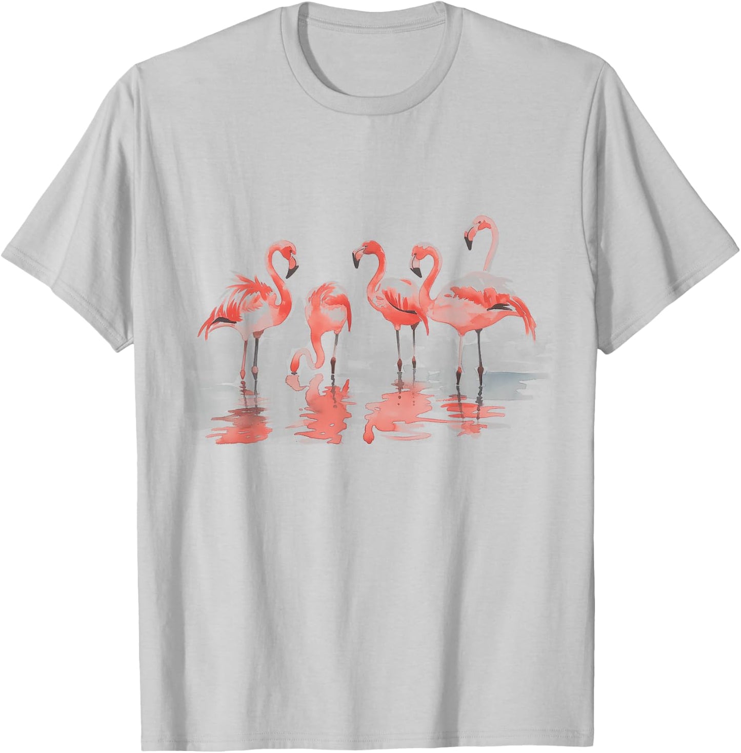 Flamingo Watercolour Art Vintage Flamingo Lovers White T-Shirt - T-Shirt | Ash