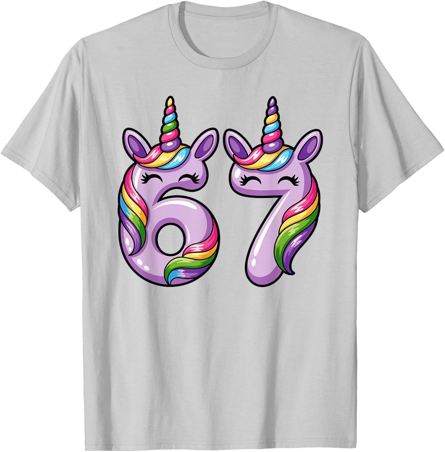 67 Six Seven 6 7 Meme Licorns Funny Boy Girl Kids T-Shirt - T-Shirt | Ash
