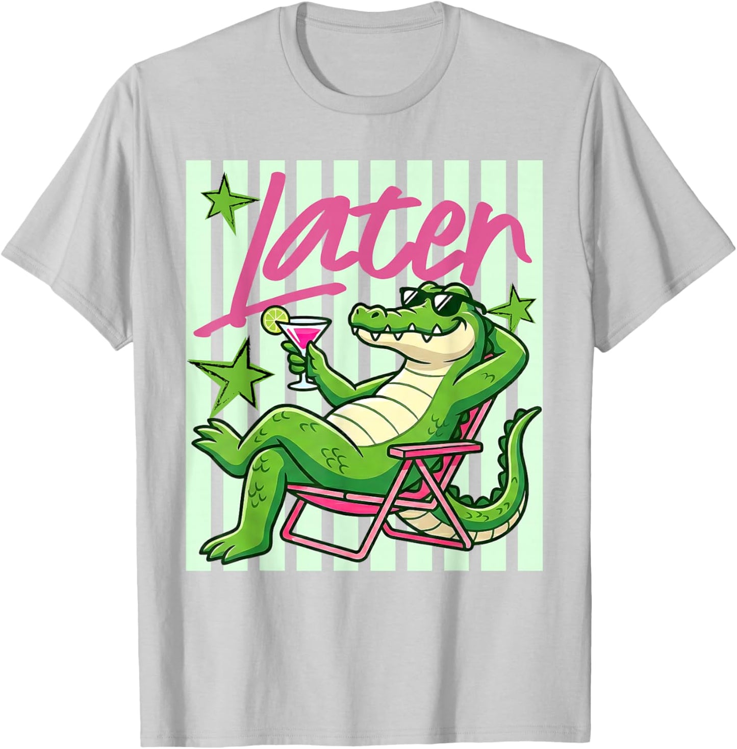 Later Gator Cute Graphic Funny Alligator T-Shirt - T-Shirt | Ash