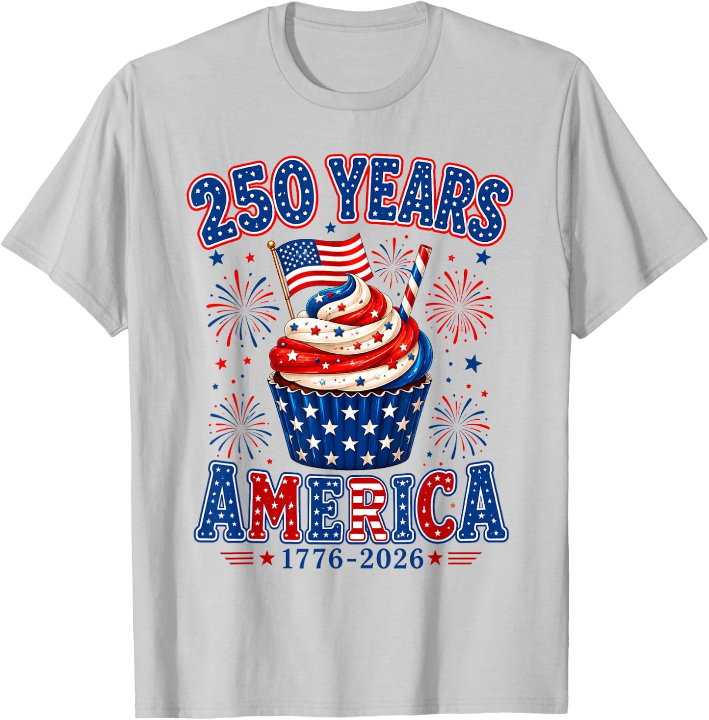 250 Years America Ice Cream Patriotic 250th Anniversary USA T-Shirt - T-Shirt | Ash