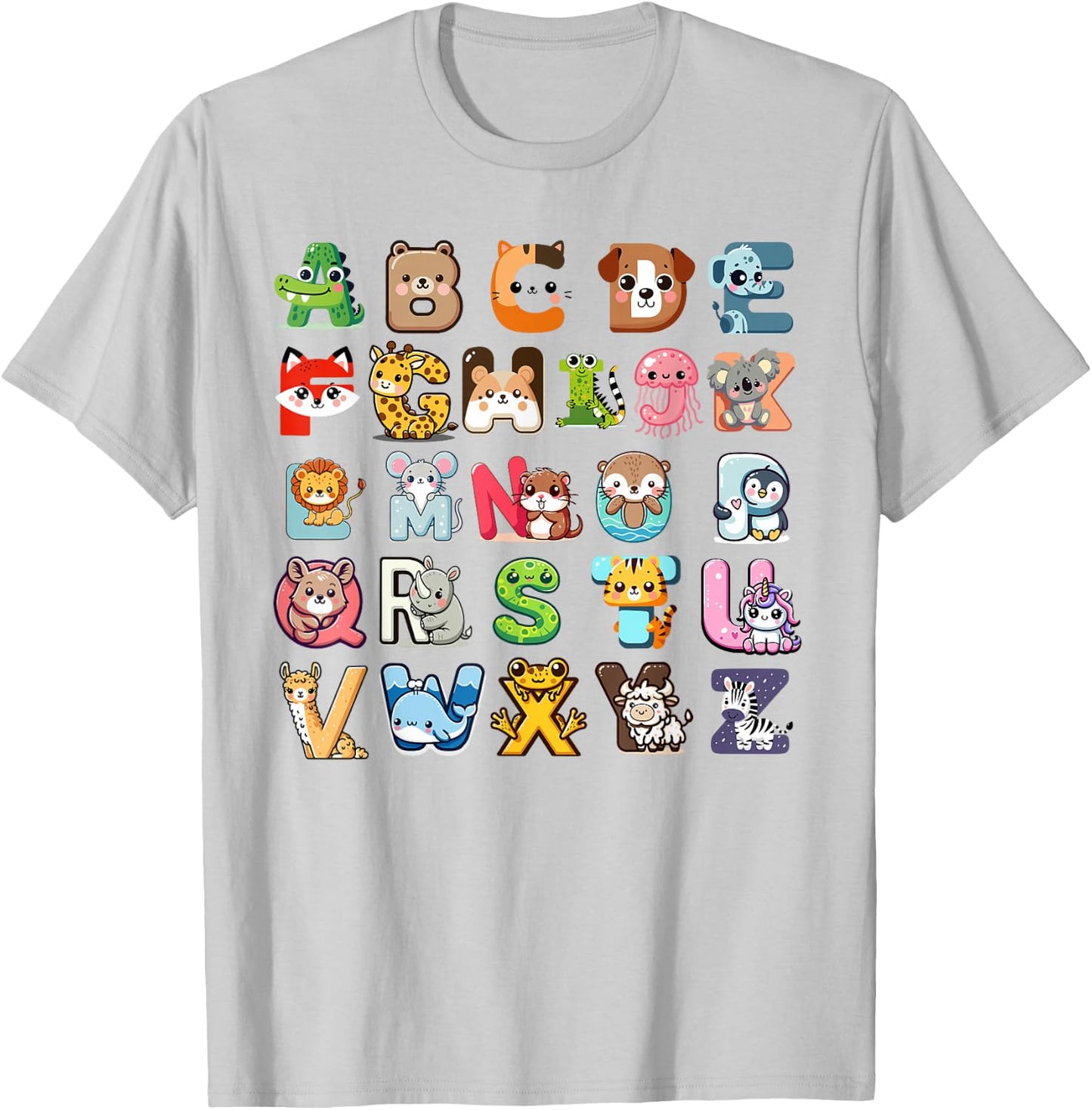 Zoo ABC Letters for Boys and Girls , White T-Shirt - T-Shirt | Ash