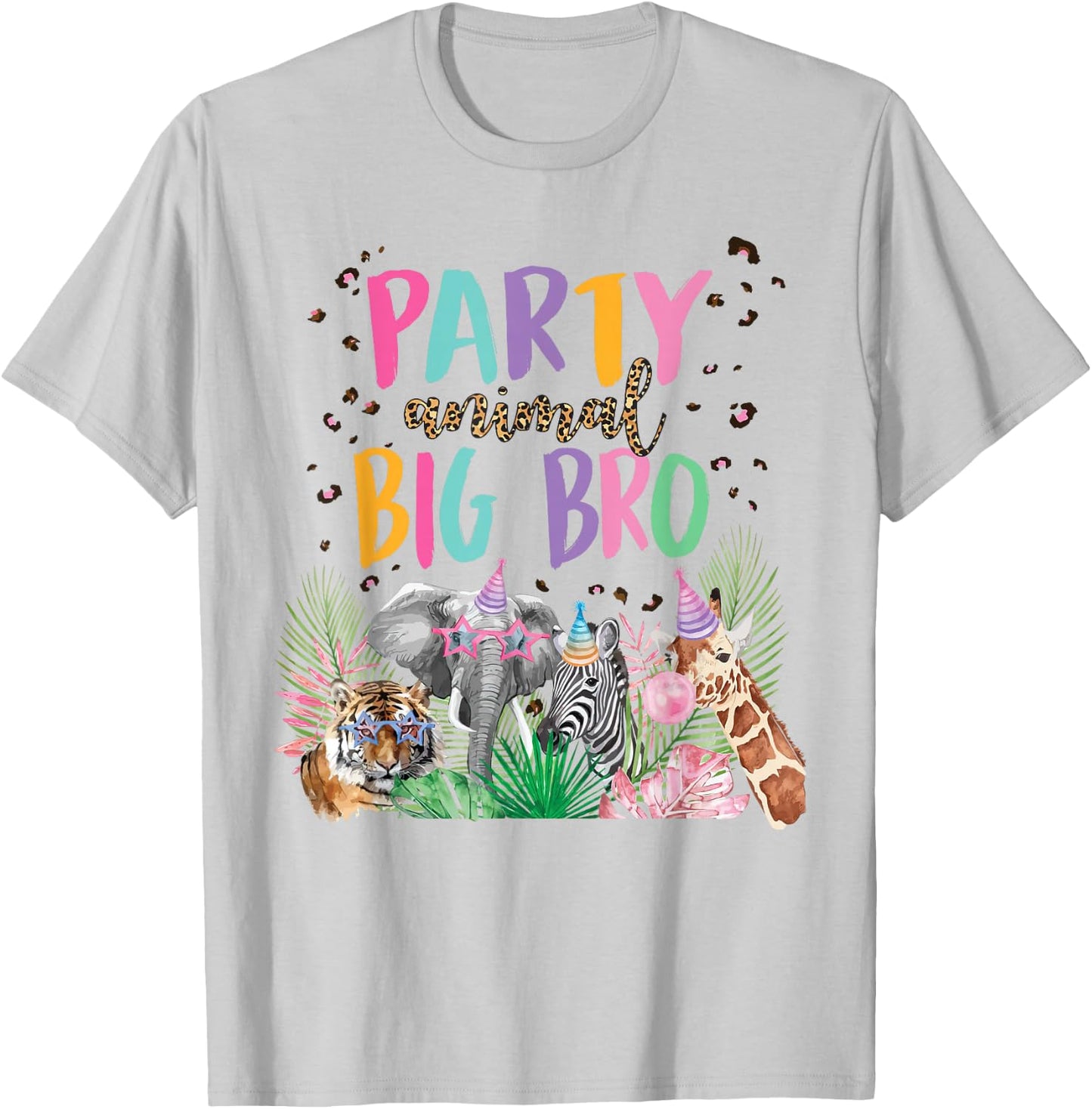 Big Bro Of The Birthday Boy Girl Zoo Theme Animal Party T-Shirt - T-Shirt | Ash