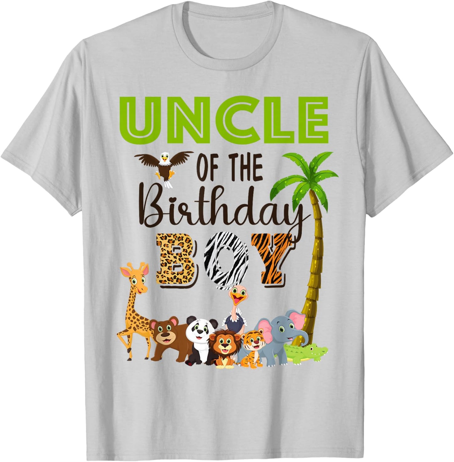 Uncle of The Birthday Boy Wild Zoo Theme Safari Party T-Shirt - T-Shirt | Ash