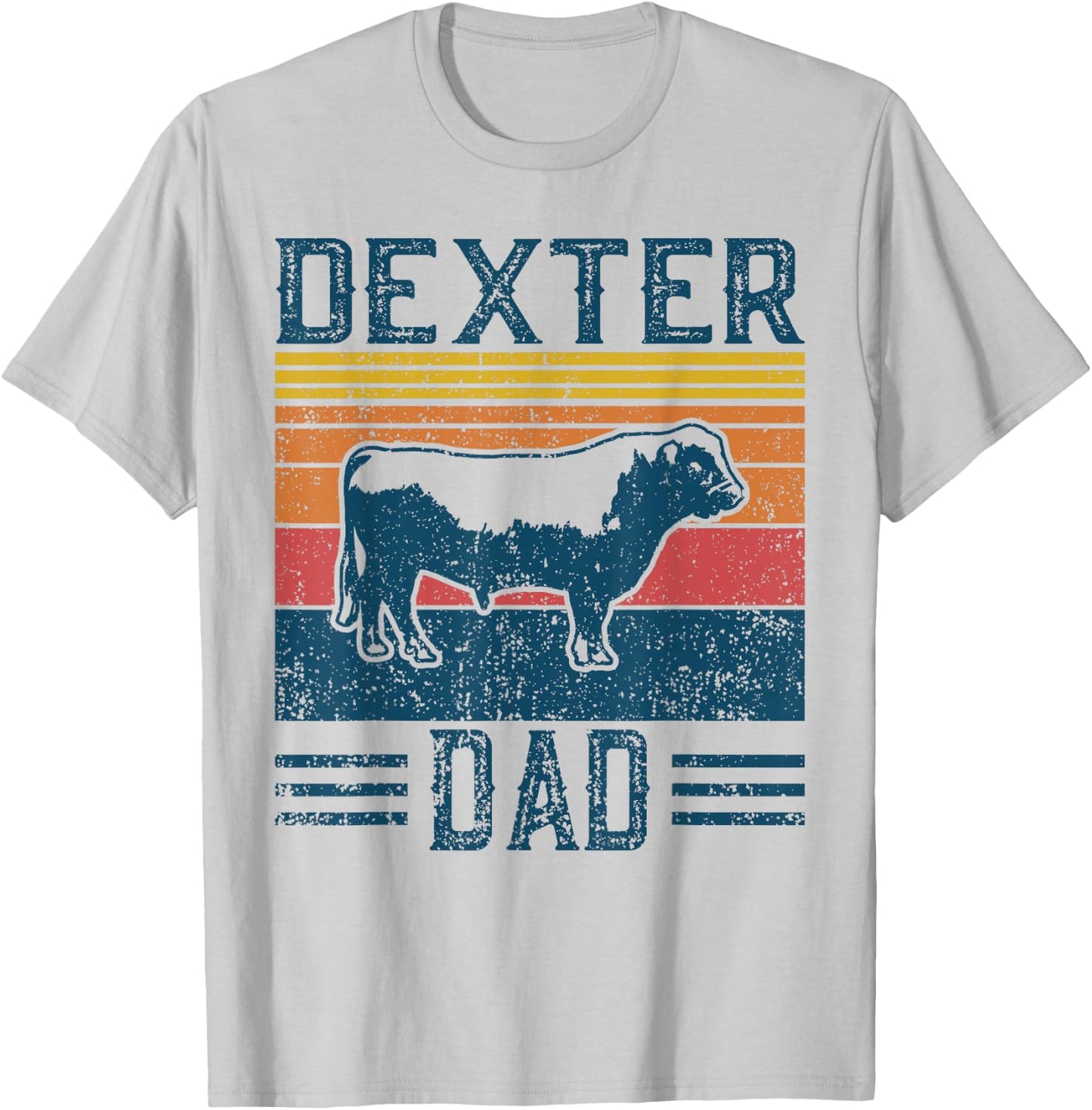 Best Cow Dad Men - Vintage Cattle Dexter T-Shirt - T-Shirt | Ash