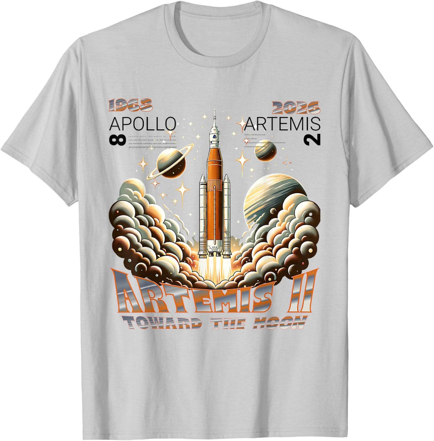 Artemis II Mondmission 2026 - Apollo 8 Legacy Vergleich T-Shirt - T-Shirt | Ash