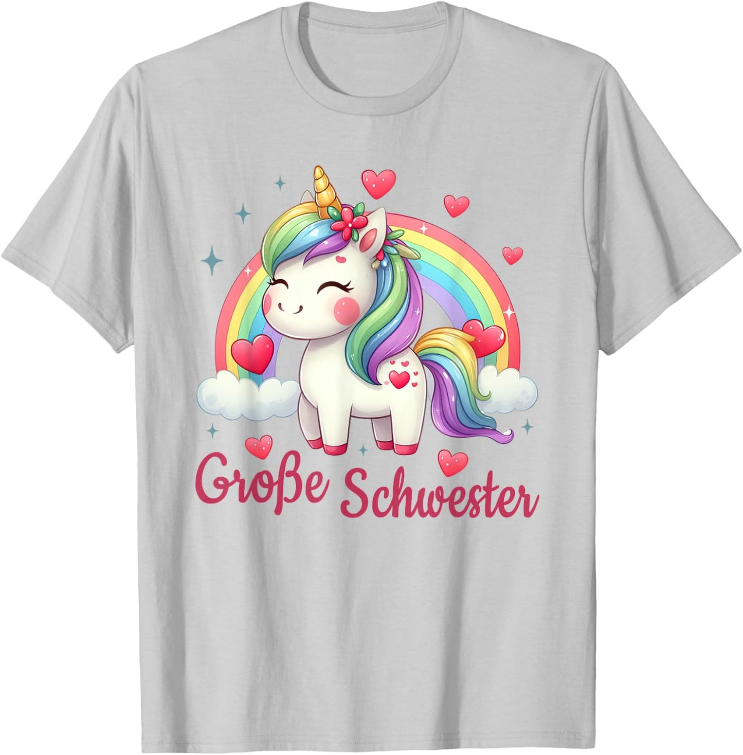 Big Sister Gifts Siblings Girls Birth Unicorn , White T-Shirt - T-Shirt | Ash