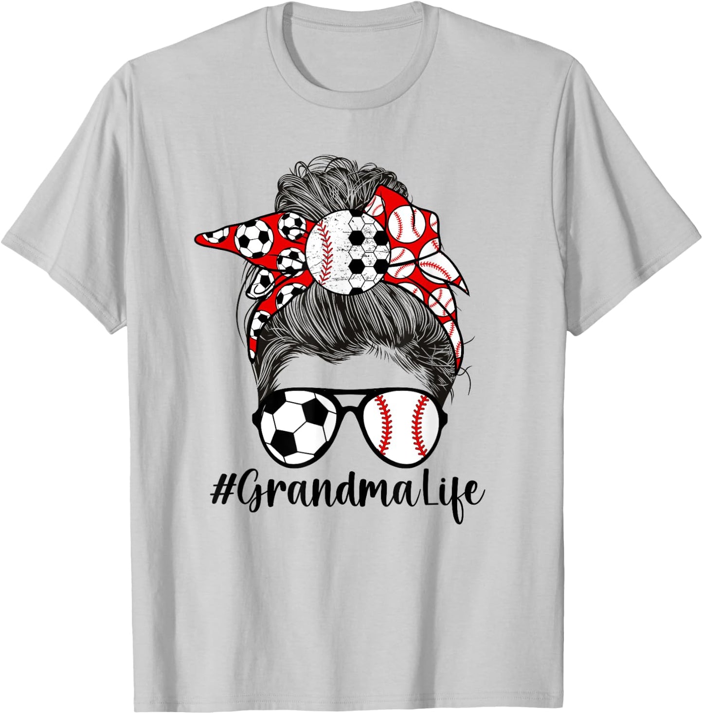Soccer Baseball Grandma Life Baseball Soccer Grandma T-Shirt - T-Shirt | Ash