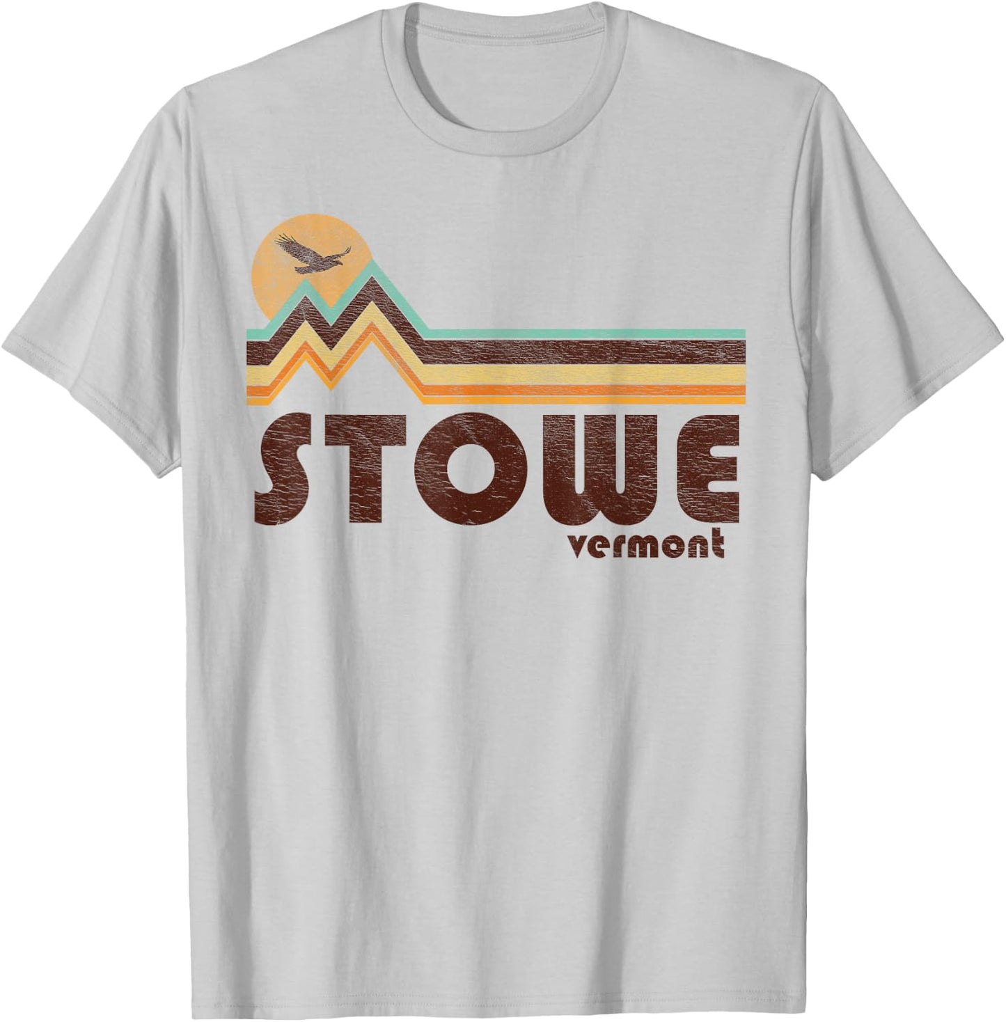 Stowe Vermont VT 70s 80s Retro Style Vintage Souvenir Travel T-Shirt - T-Shirt | Ash