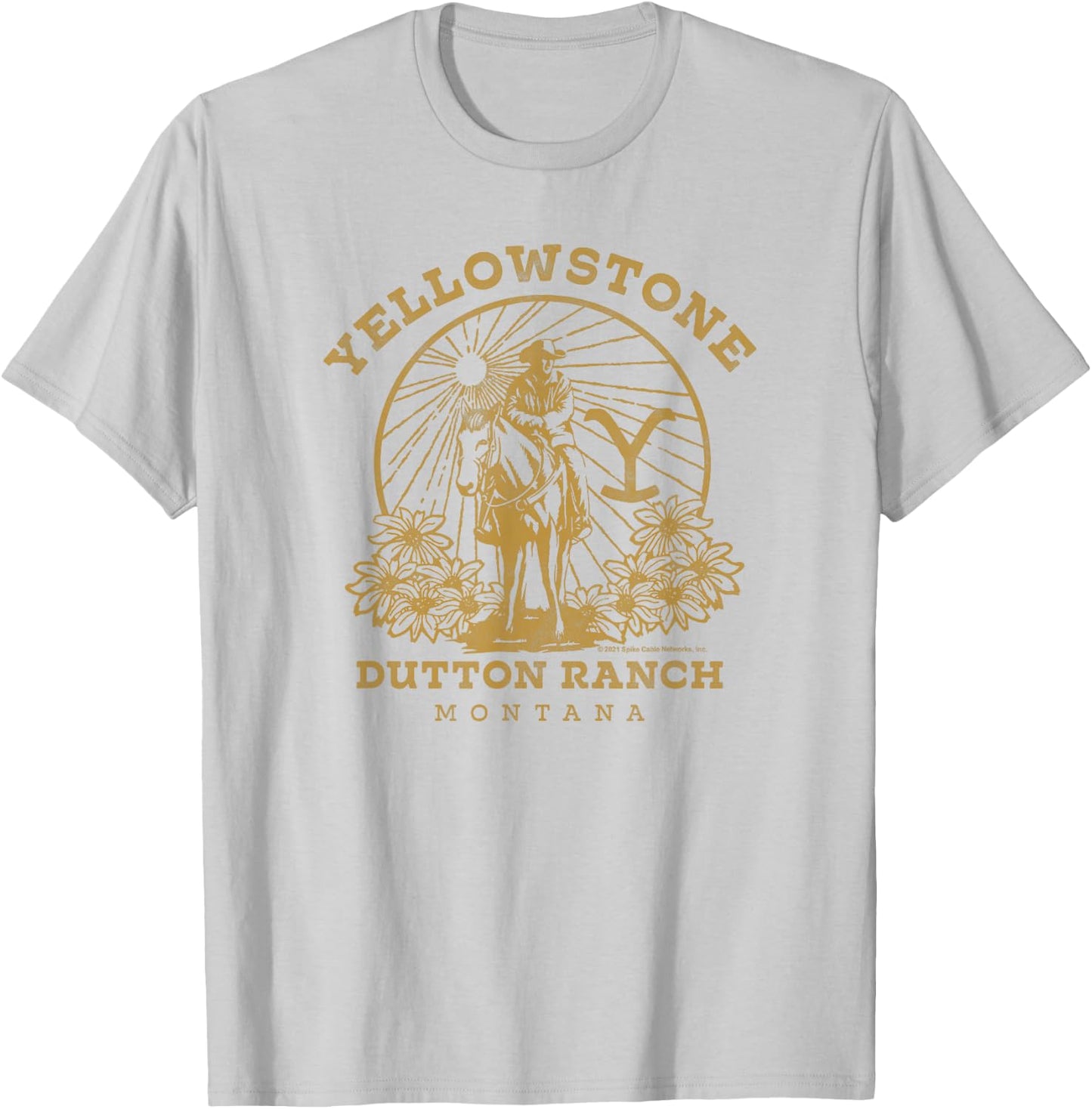 Yellowstone Dutton Ranch Solo Horseback Rider Logo V2 T-Shirt - T-Shirt | Ash