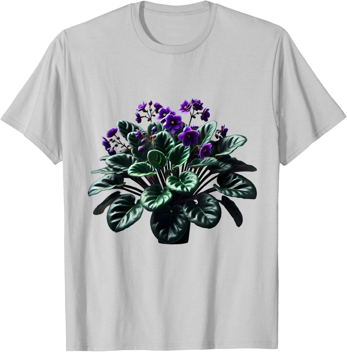 African Violet Flower Plant Botanical T-Shirt - T-Shirt | Ash