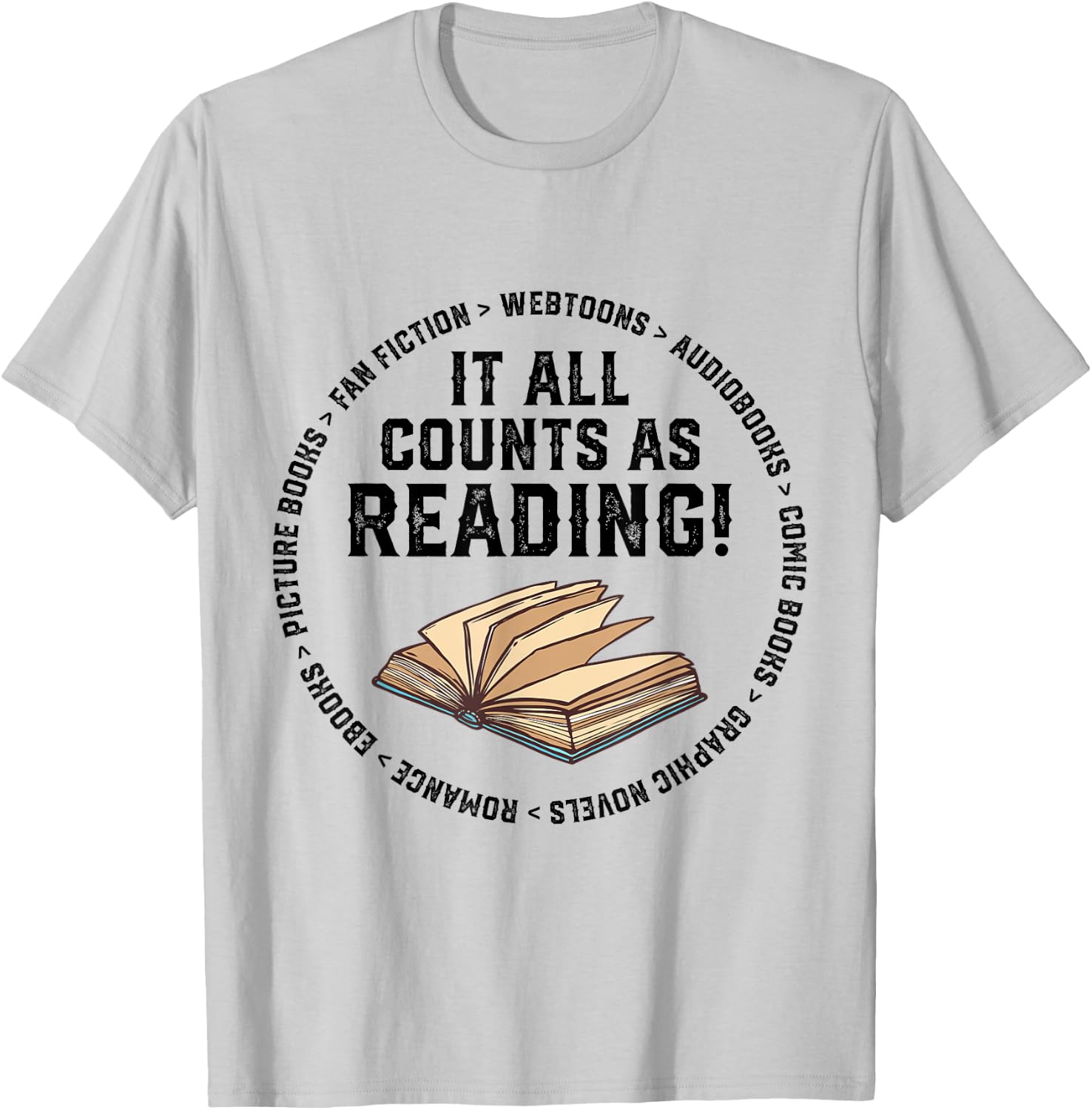 It All Counts As Reading Reader Librarian Teacher T-Shirt - T-Shirt | Ash