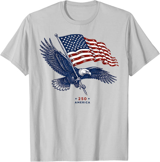 Vintage 250 Years Eagle American 250th 4th July Anniversary T-Shirt - T-Shirt | Ash