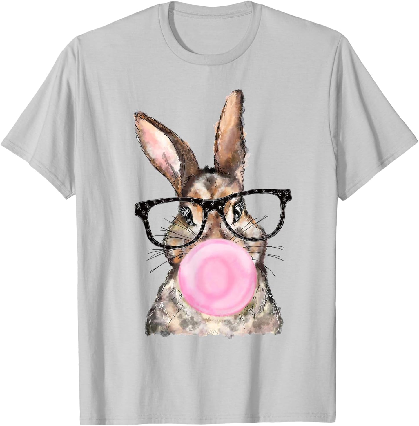 Cute Bunny Glasses Bubblegum Easter Day Girls Kids Boys T-Shirt - T-Shirt | Ash
