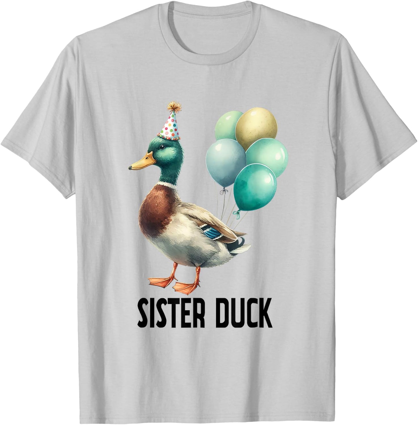 Cute Animal Birthday Sister Duck Birthday Family Matching T-Shirt - T-Shirt | Ash