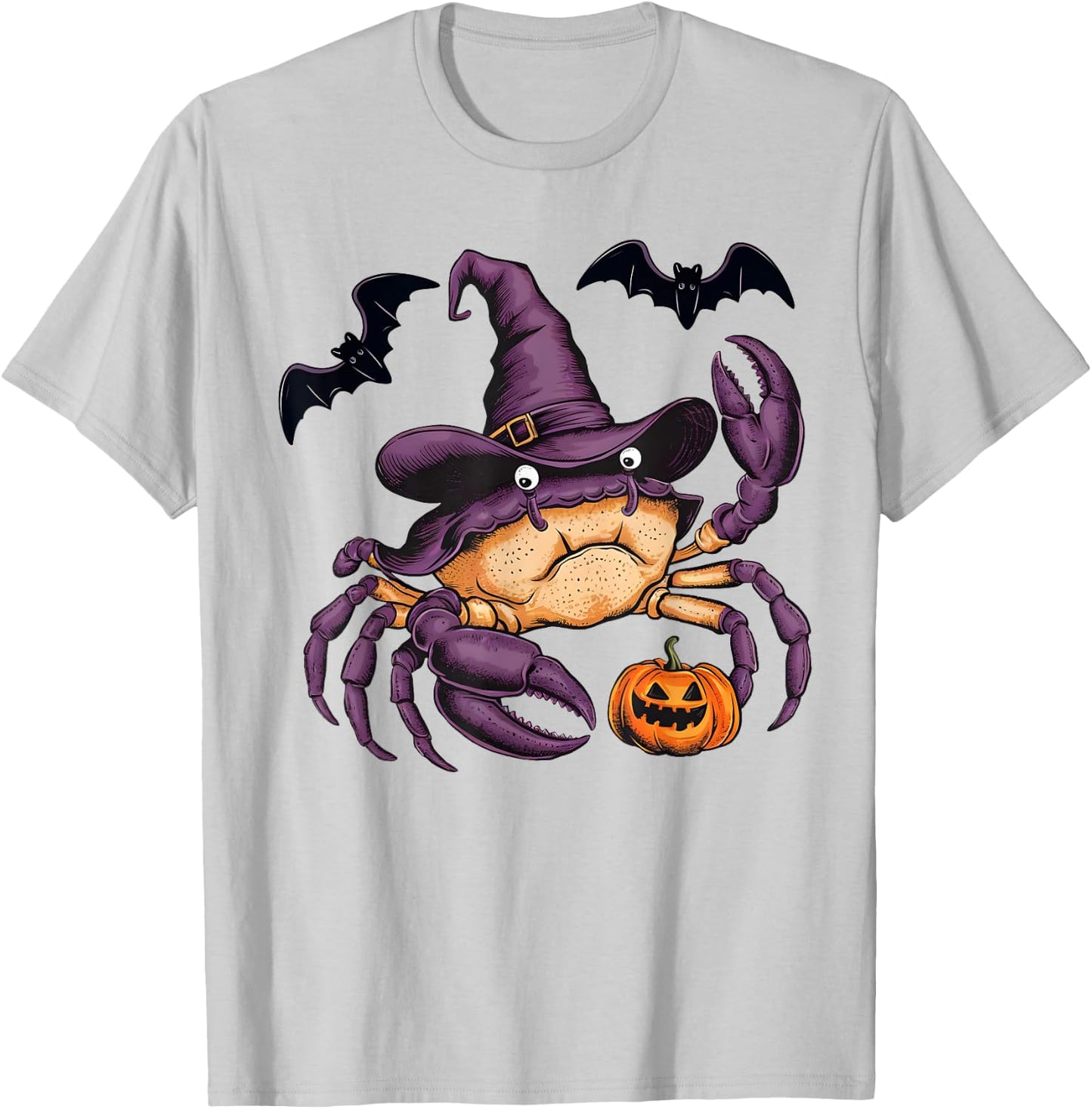 Funny Crab Halloween Costume Scary Pumpkin Bat Witch T-Shirt - T-Shirt | Ash