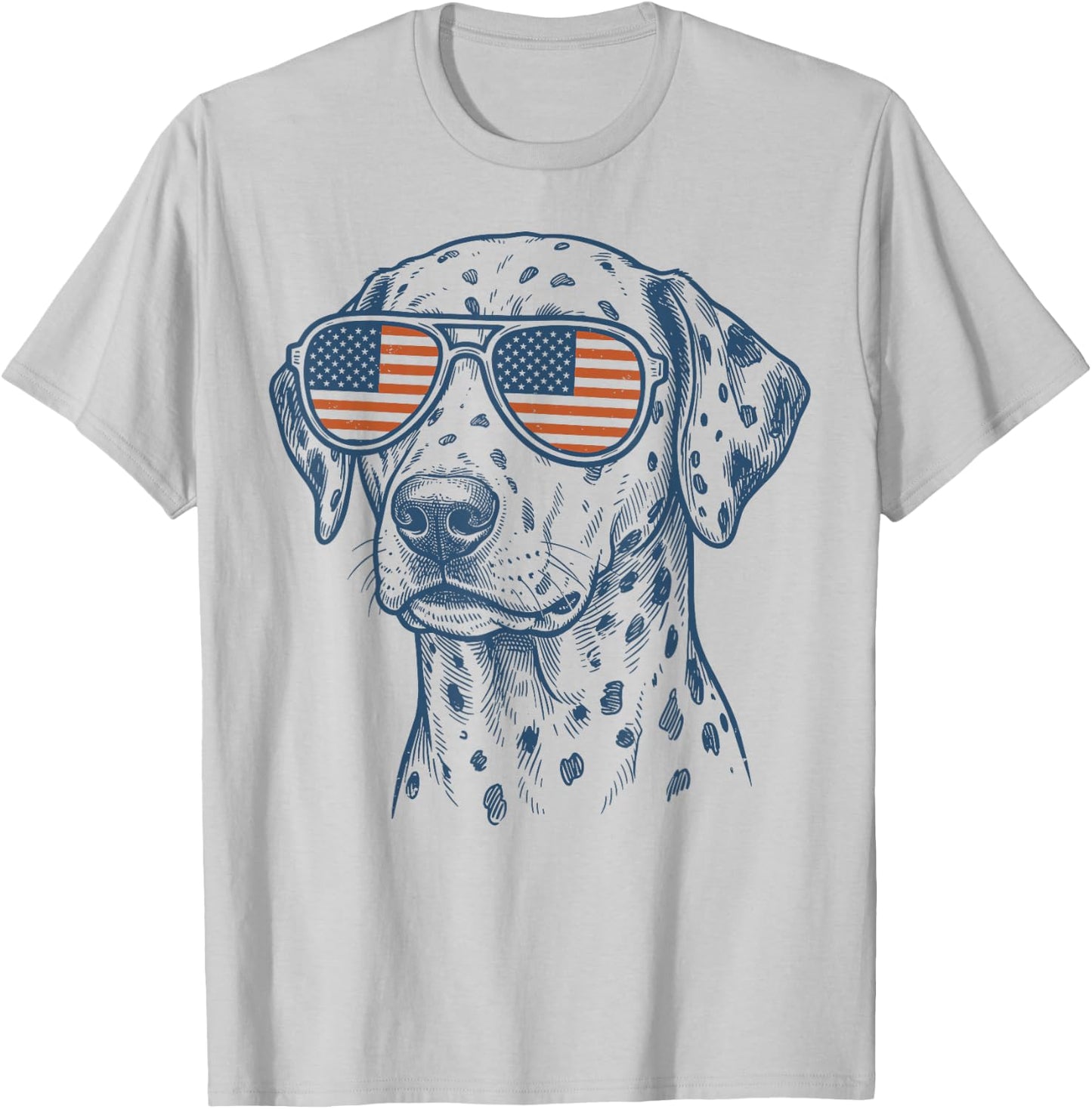 Patriotic Dalmatian Dog Mom Dad 4th of July Vintage T-Shirt - T-Shirt | Ash