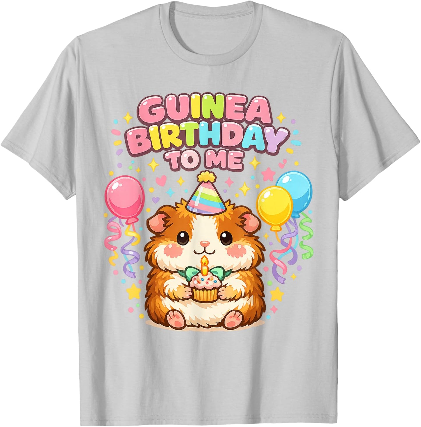 Guinea Birthday Girl Cute Guinea Pig Lovers Animal Bow Party T-Shirt - T-Shirt | Ash