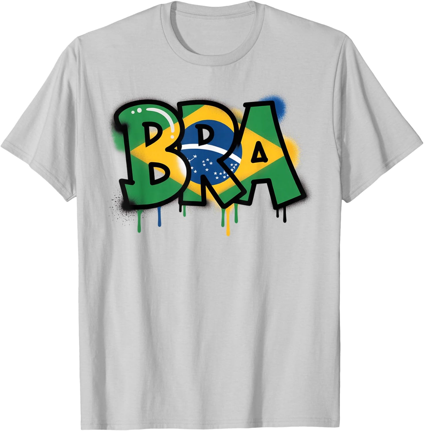 Brazil Flag Brasil Brazilian Pride Street Art T-Shirt - T-Shirt | Ash