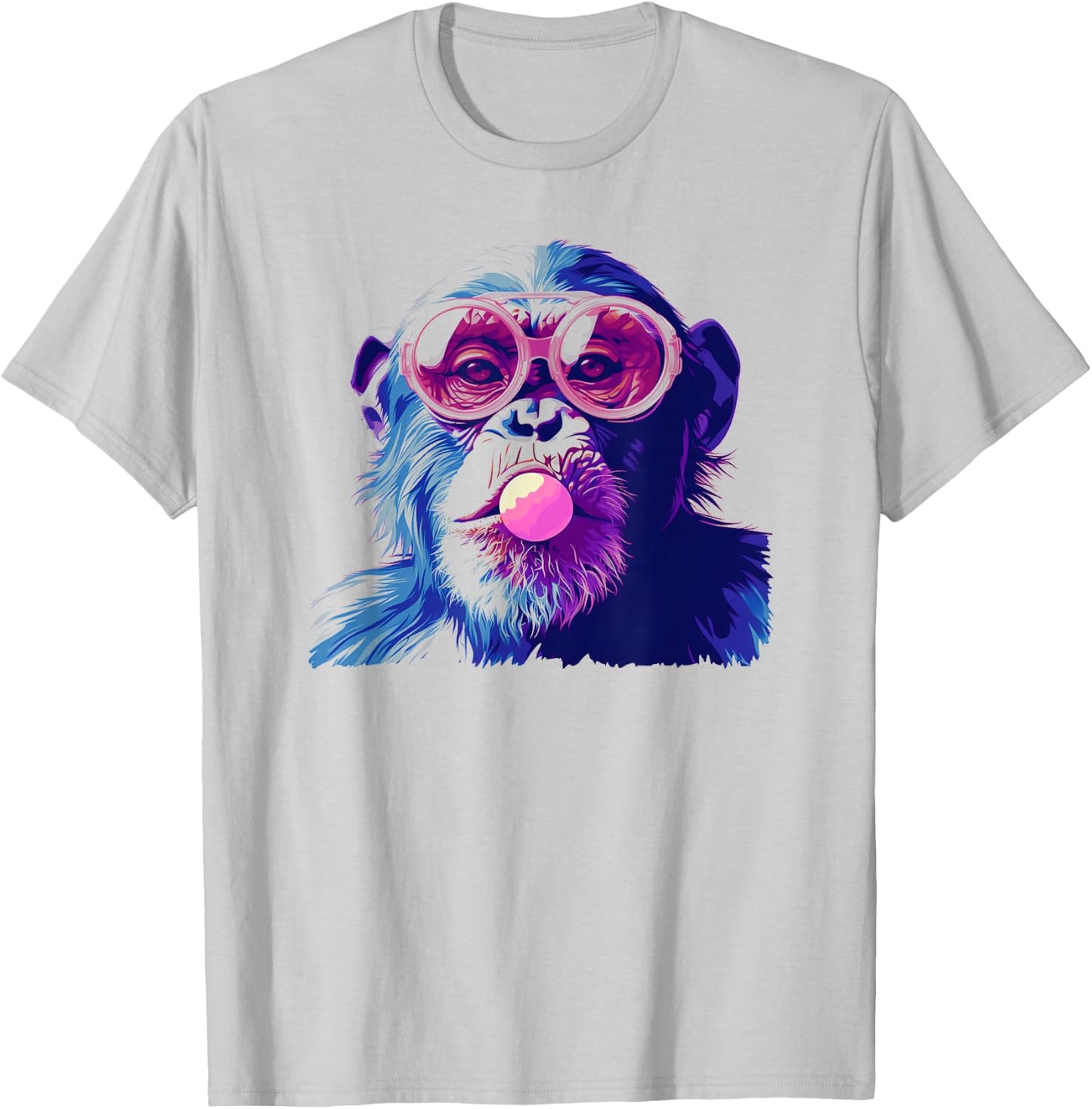 Cute Chimpanzee Monkey Primate Portrait Chimp Bubblegum T-Shirt - T-Shirt | Ash