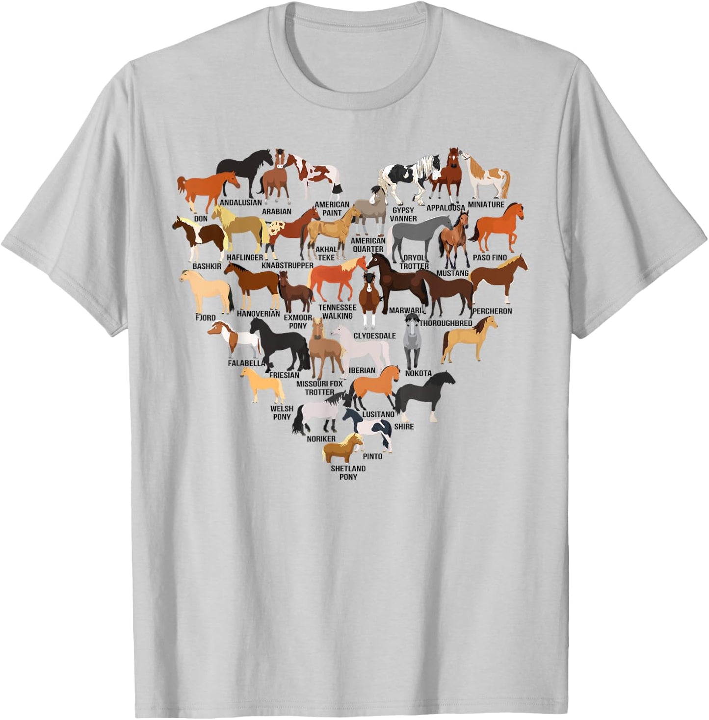 Funny Horse Animal Lover Heart Shape Men Women Kids T-Shirt - T-Shirt | Ash