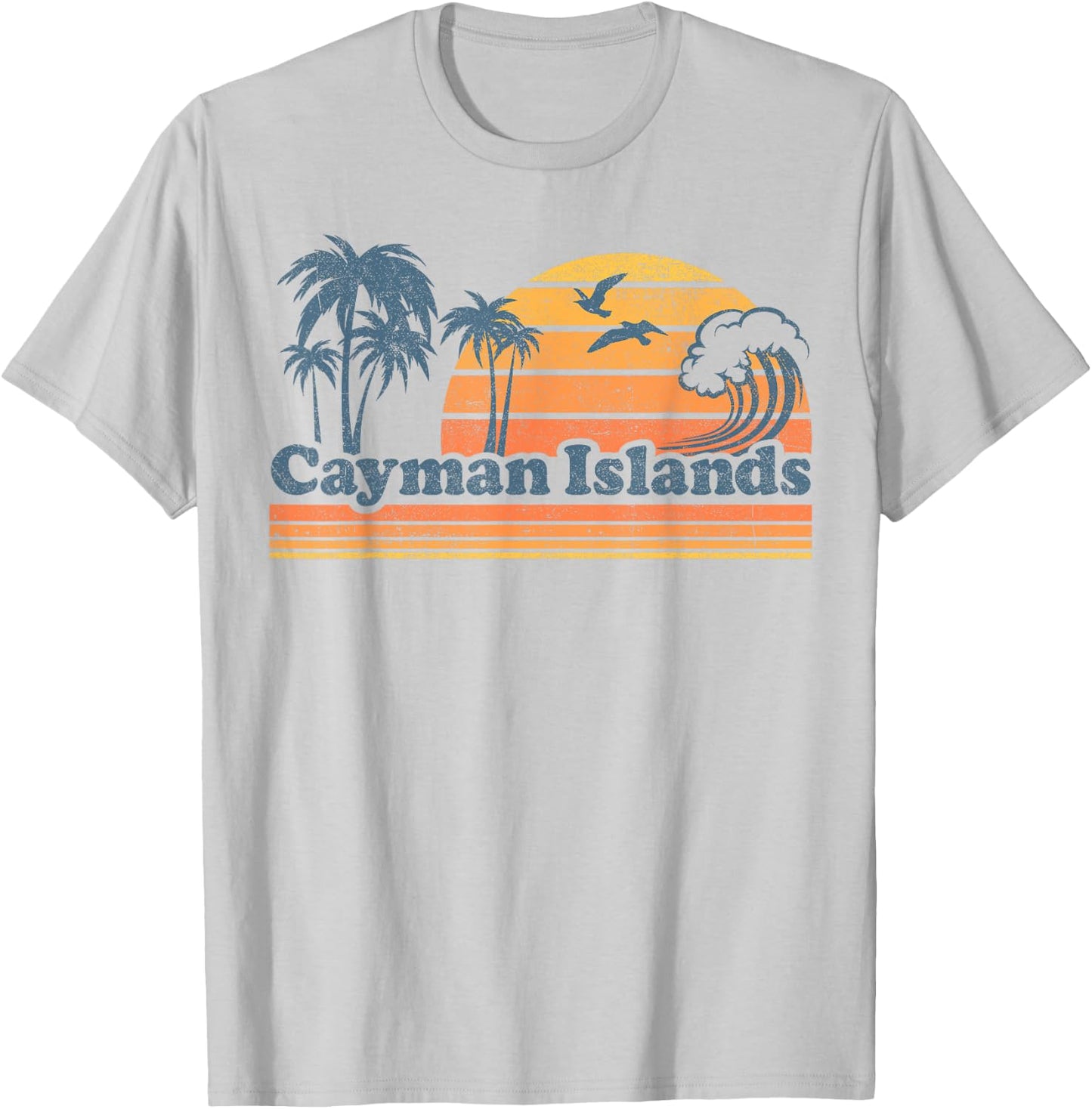 Cayman Islands Beach Summer Vacation Sun Vintage 70's Retro T-Shirt - T-Shirt | Ash