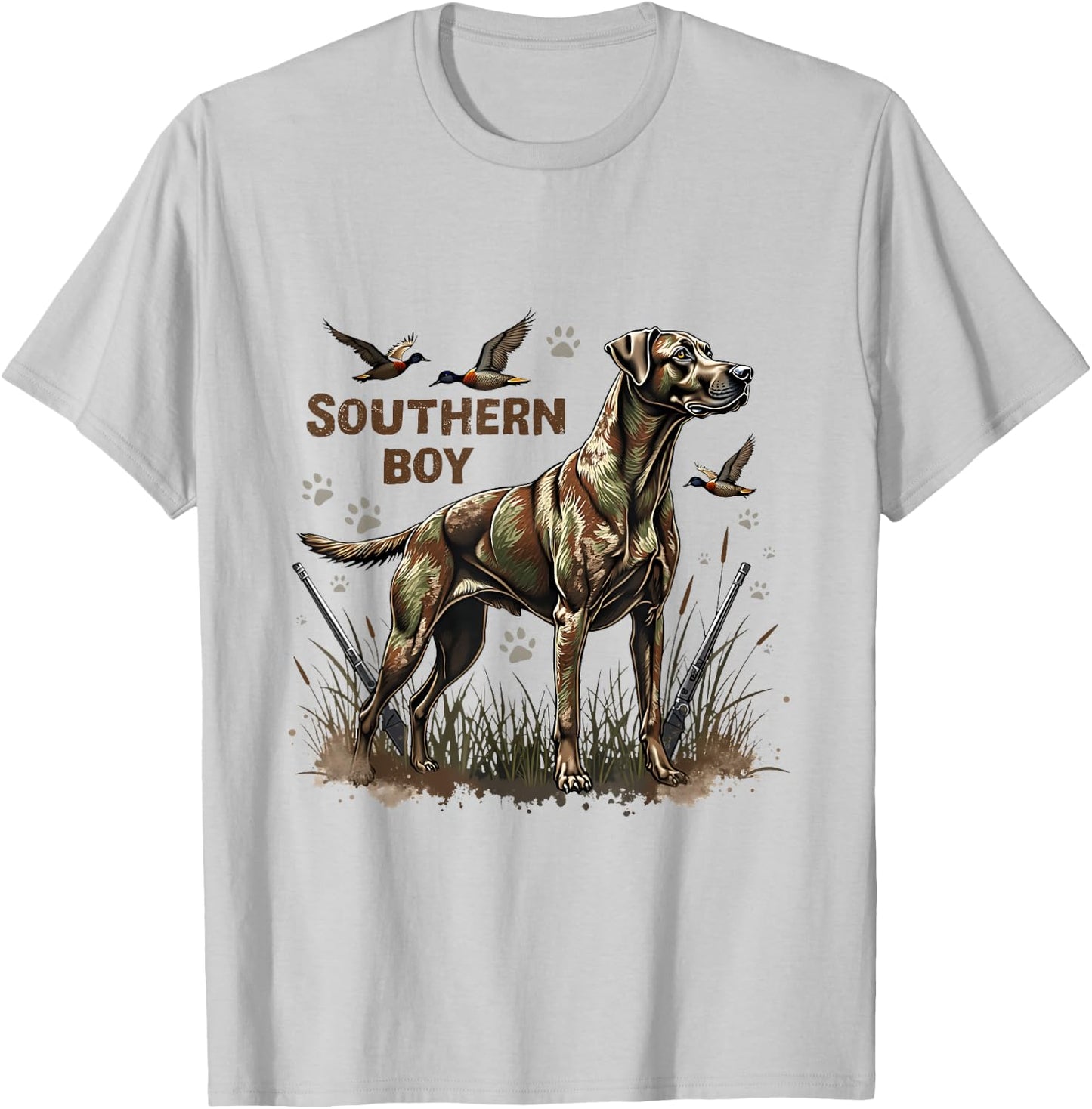 Retro Southern Boy Hunting Dog Waterfowl Dog Lovers Costume T-Shirt - T-Shirt | Ash