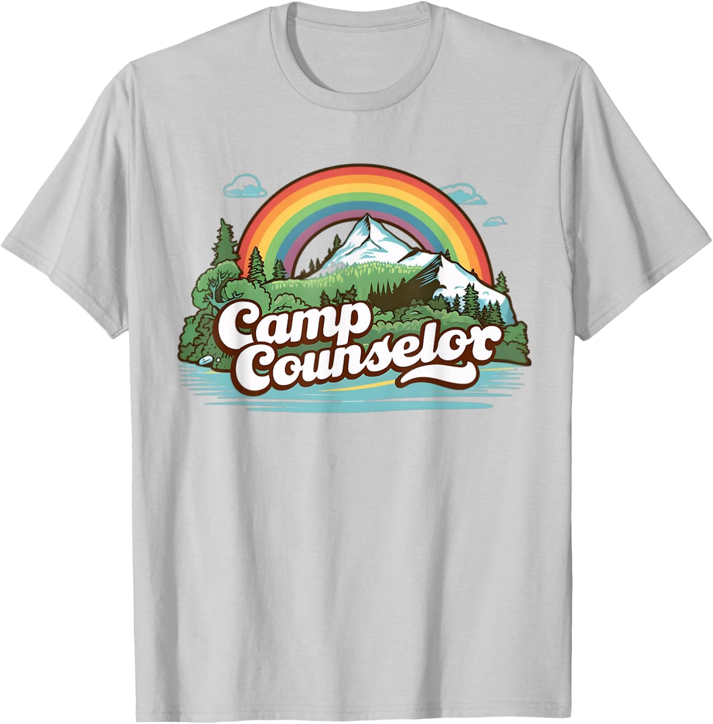 Summer Camp Director Staff Groovy Rainbow Camp Counselor T-Shirt - T-Shirt | Ash