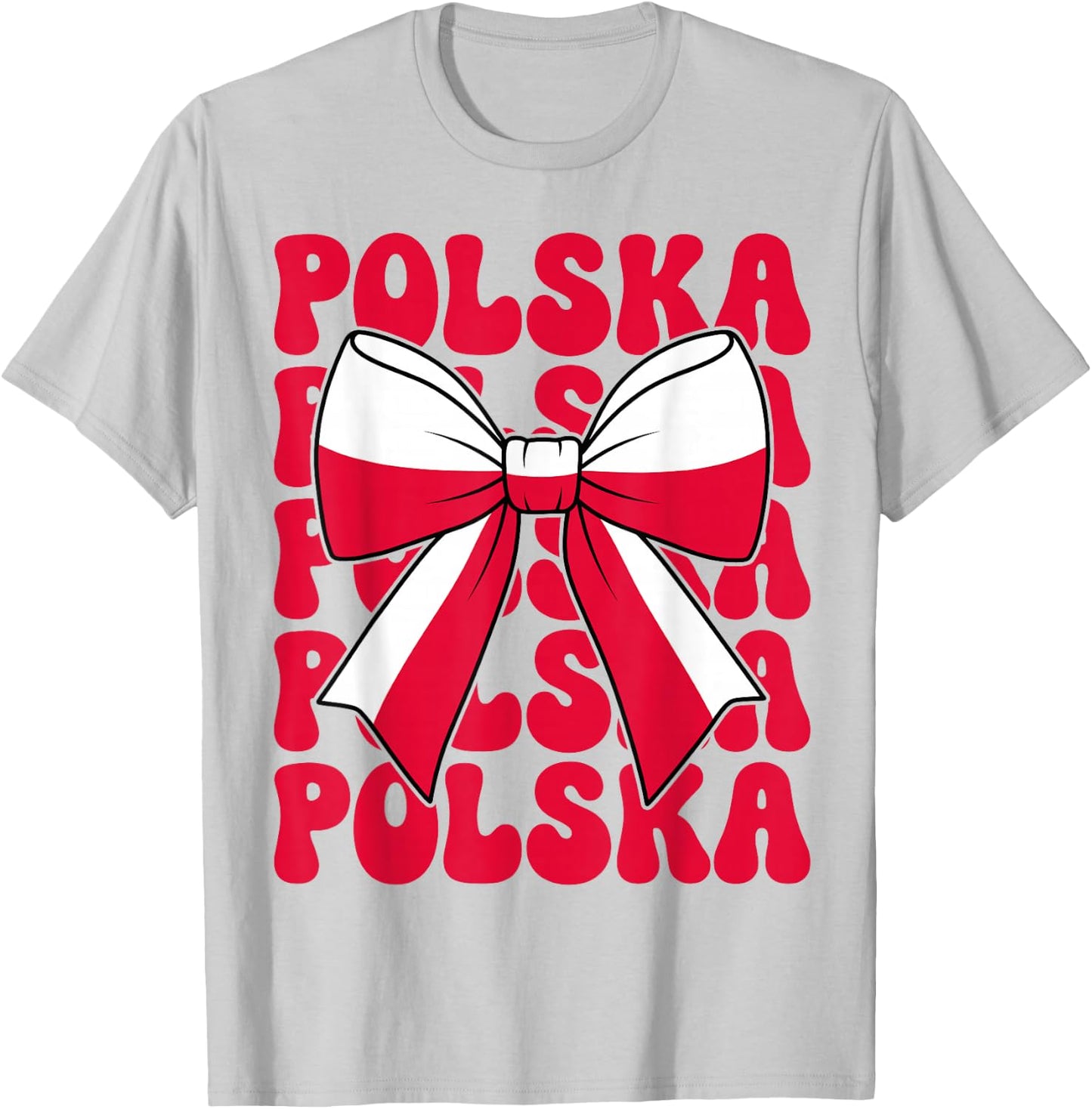 Polish Girl Coquette Bow Poland Flag Cute Polish Polska T-Shirt - T-Shirt | Ash