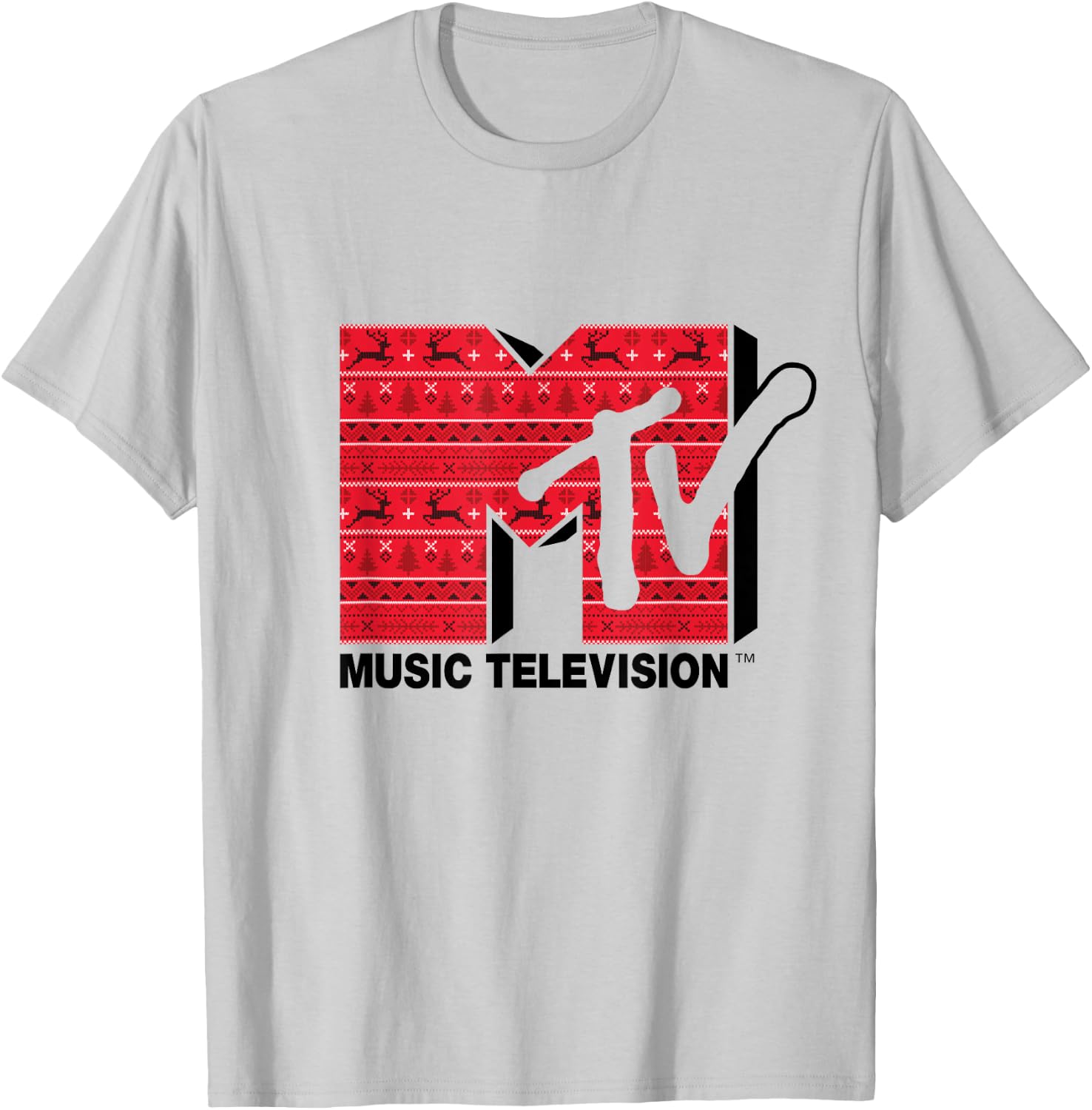 Mademark x MTV - The official MTV Logo in Ugly Christmas Style T-Shirt - T-Shirt | Ash