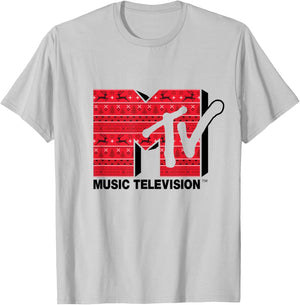 Mademark x MTV - The official MTV Logo in Ugly Christmas Style T-Shirt - T-Shirt | Ash