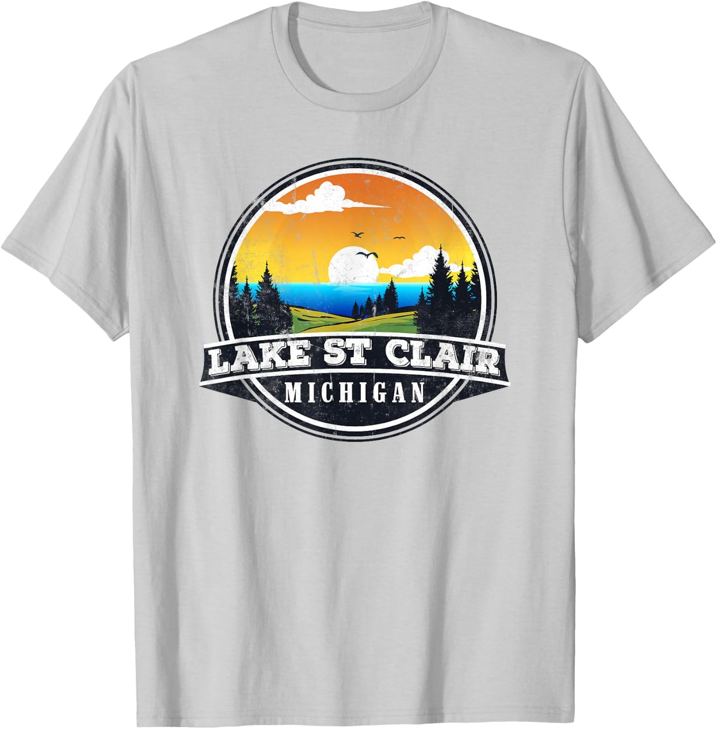 Fishing Boating Camping - Lakeview Lake St Clair T-Shirt - T-Shirt | Ash