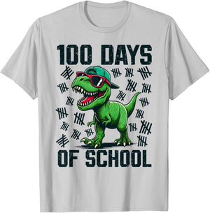 100 Days of School Dinosaur 100th Day Of School Boys Toddler T-Shirt - T-Shirt | Ash