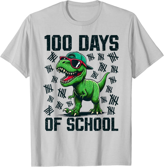 100 Days of School Dinosaur 100th Day Of School Boys Toddler T-Shirt - T-Shirt | Ash