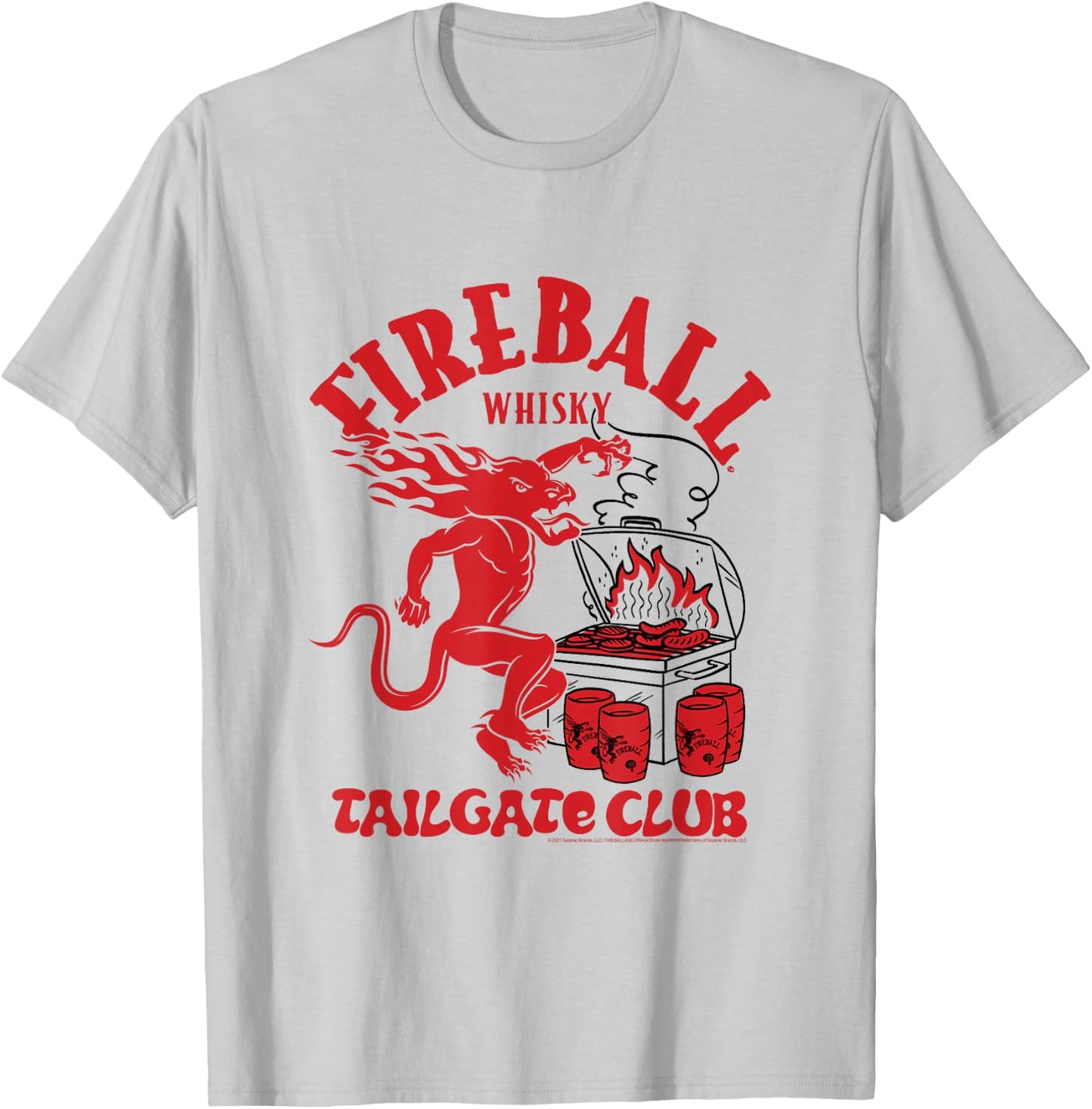 Fireball Cinnamon Whisky Tailgate Club Drinking T-Shirt - T-Shirt | Ash