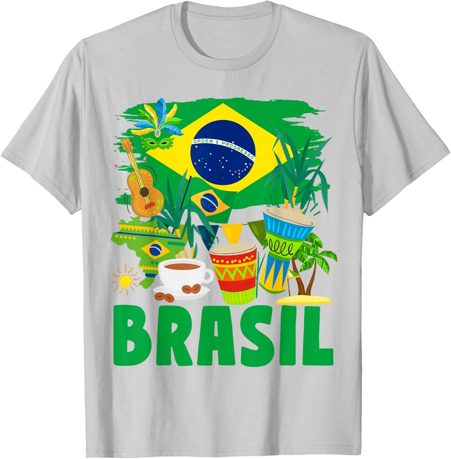 Brazil Flag for Kids - Brazil and Brazil Flag , Yellow, S T-Shirt - T-Shirt | Ash