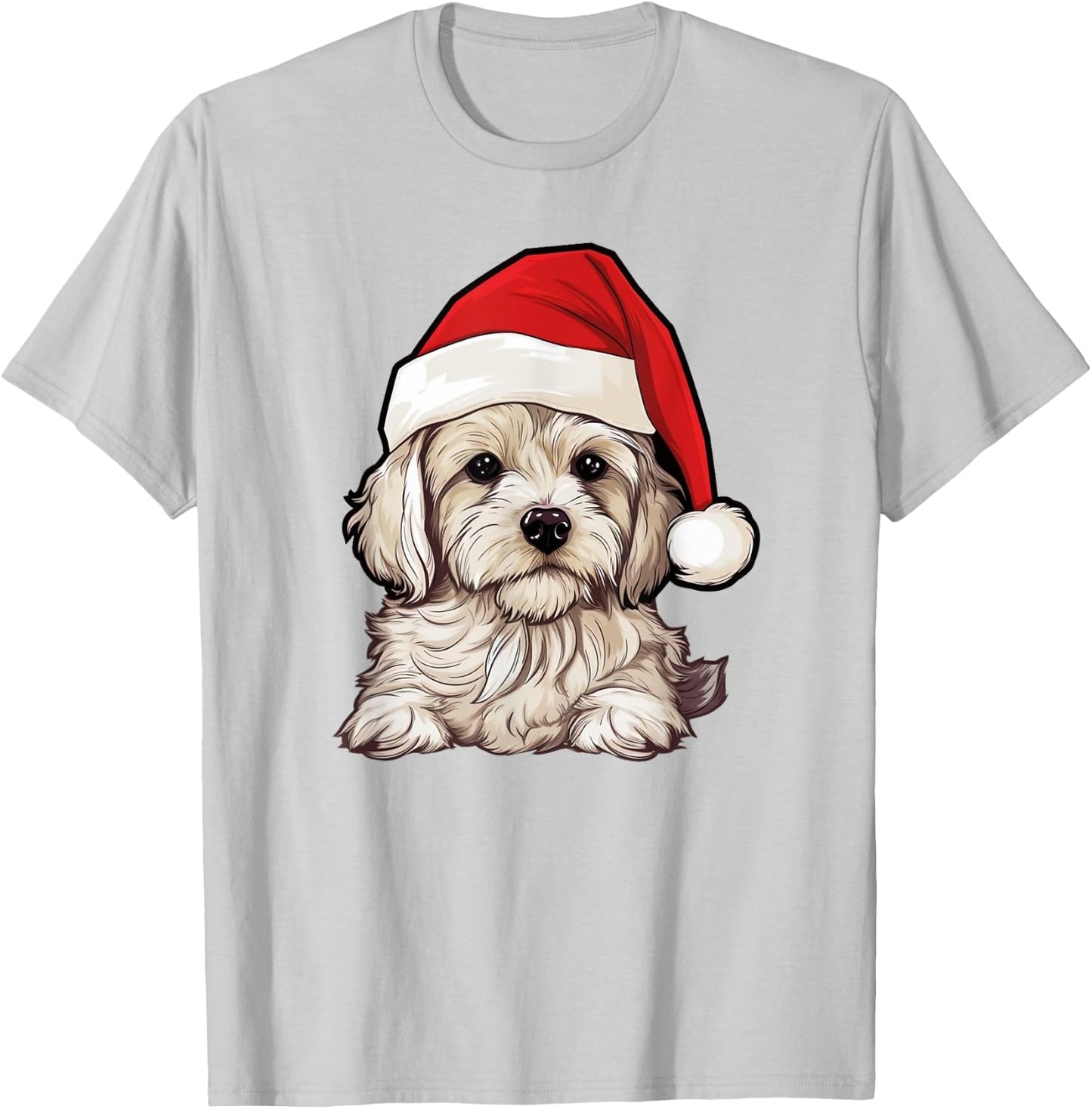 Cavachon Santa Hat Christmas Dog Lovers Gift Mom Dad Xmas Men Women Kids T-Shirt - T-Shirt | Ash