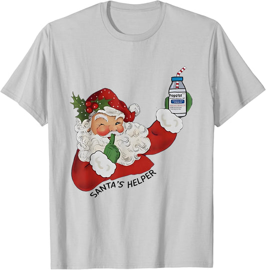 Santa's Helper ICU CRNA Propofol Pharmacist Nurse Christmas T-Shirt - T-Shirt | Ash